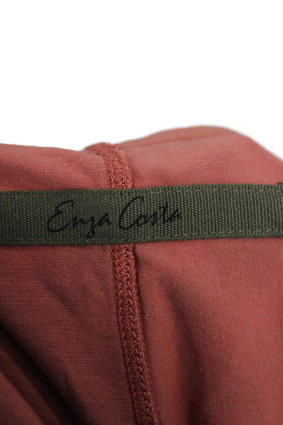 Enza Costa Women Orange T-Shirt Long Sleeve Crew Neck Cotton Lycra Size XS