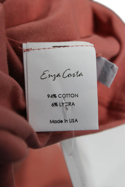 Enza Costa Women Orange T-Shirt Long Sleeve Crew Neck Cotton Lycra Size XS
