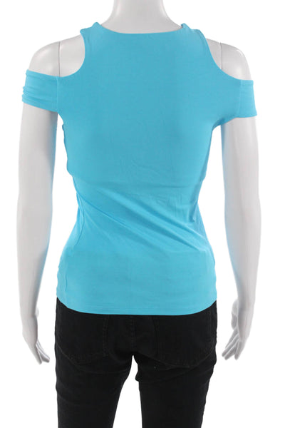 Boston Proper Women Sleeveless Light Blue Cotton Spandex T-Shirt Size 2XS
