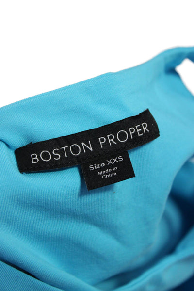 Boston Proper Women Sleeveless Light Blue Cotton Spandex T-Shirt Size 2XS