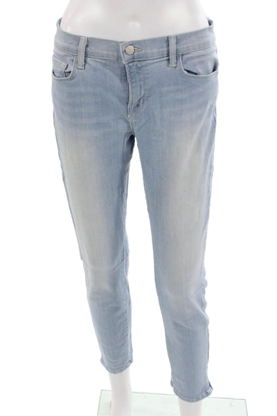J Brand Women Ankle Cropped Jeans Light Blue Mid Rise Button Size 29