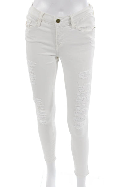 Frame Denim Women Ankle Skinny Jeans White Size 29