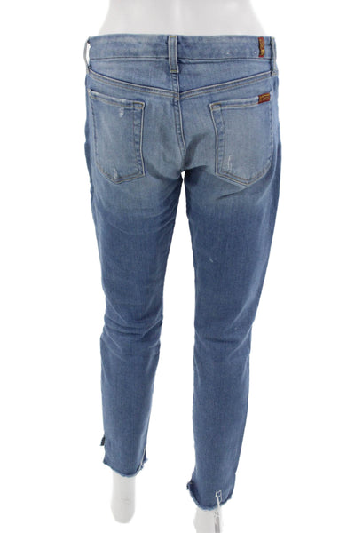 7 For All Mankind Womens Ankle Cropped Boyfriend Jeans Blue Size 30