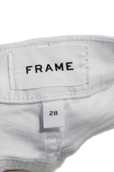 Frame Womens Skinny Ankle Jeans White High Rise Button Inseam 27 Size 28