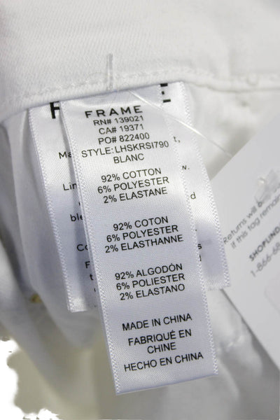 Frame Womens Skinny Ankle Jeans White High Rise Button Inseam 27 Size 28