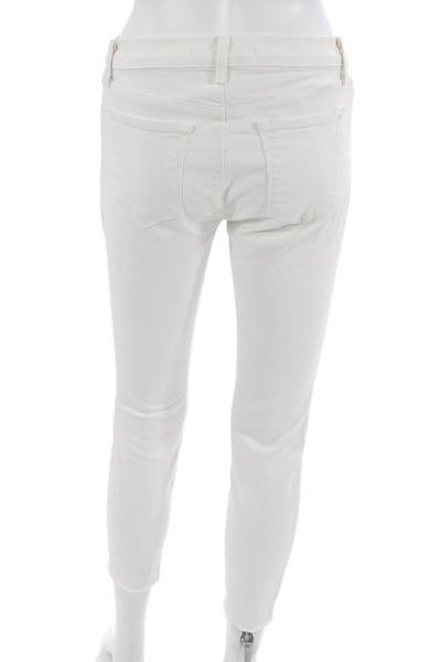 J Brand Women Ankle Skinny Jeans White Mid Rise Button Size 30