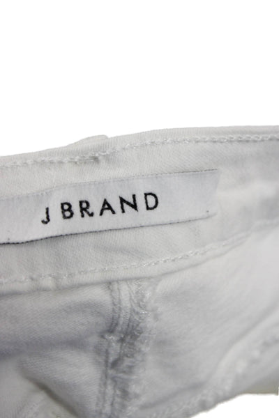 J Brand Women Ankle Skinny Jeans White Mid Rise Button Size 30