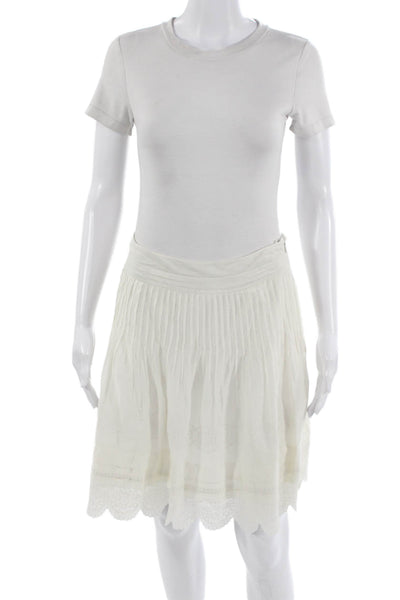 Ted Baker London Womens Pleated Peasant Skirt White Cotton Silk Size 2