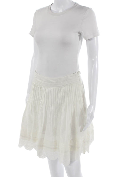 Ted Baker London Womens Pleated Peasant Skirt White Cotton Silk Size 2