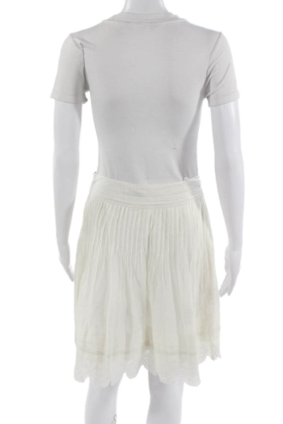 Ted Baker London Womens Pleated Peasant Skirt White Cotton Silk Size 2
