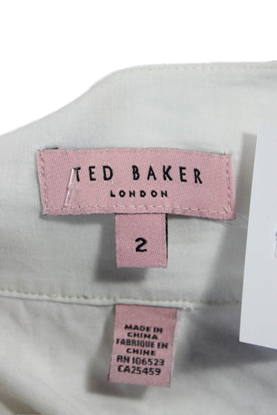 Ted Baker London Womens Pleated Peasant Skirt White Cotton Silk Size 2