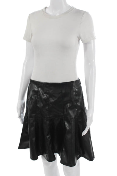 Bagatelle Womens A-Line Flare Skirt Black Polyurethane Size M