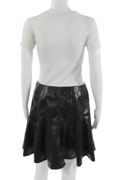 Bagatelle Womens A-Line Flare Skirt Black Polyurethane Size M