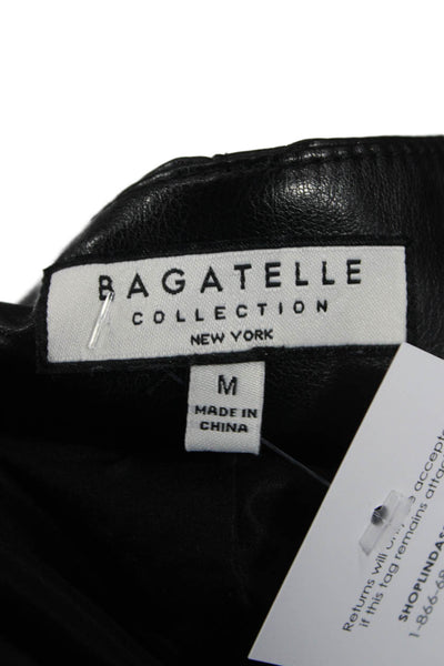 Bagatelle Womens A-Line Flare Skirt Black Polyurethane Size M