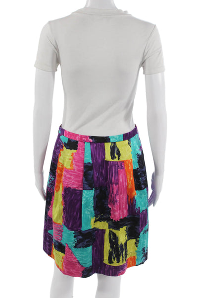 Trina Turk Women A-Line Black Graphic Print Silk Cotton Short Skirt Size 4