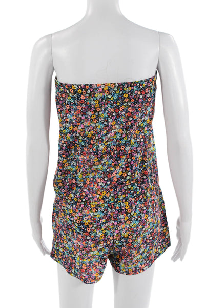 Shoshanna Women Strapless Floral Romper Black Size 0P
