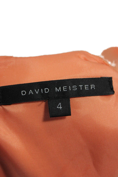 David Meister Womens Sheath Pencil Dress Orange Square Neck Sleeveless Size 4