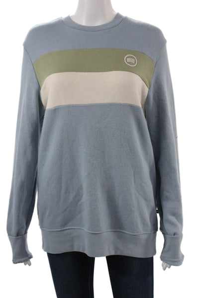 SOL ANGELES Unisex Light Blue Striped Pullover Sweatshirt Crew Neck Size S