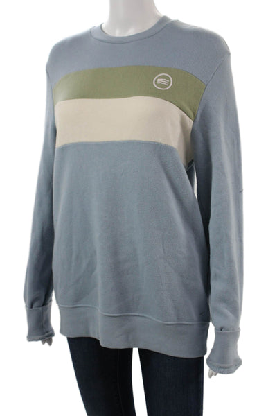 SOL ANGELES Unisex Light Blue Striped Pullover Sweatshirt Crew Neck Size S