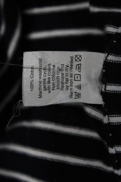 J Crew Unisex Dark Blue Striped Cotton V-Neck Pullover Long Sleeve Size S