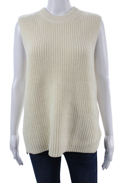 Madewell Unisex Beige Cotton Crew Neck Sleeveless Vest Classic Size S