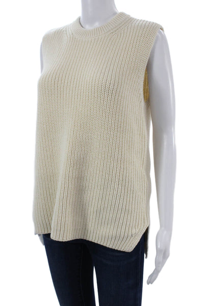 Madewell Unisex Beige Cotton Crew Neck Sleeveless Vest Classic Size S