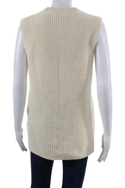 Madewell Unisex Beige Cotton Crew Neck Sleeveless Vest Classic Size S