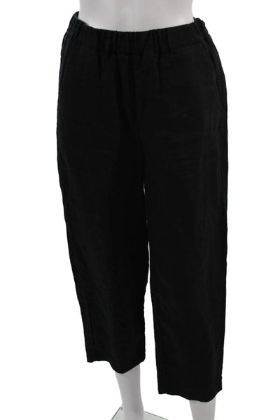 Quince Womens Cropped Black Organic Linen Pants Size XS