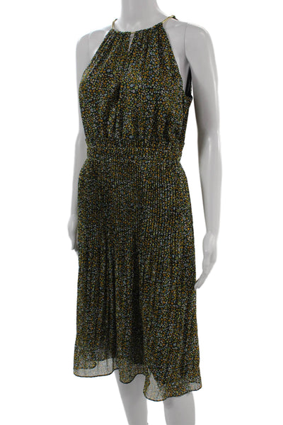 Michael Michael Kors Women Blouson Floral Knee Length Dress High Neck Size 4