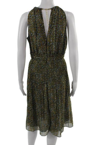 Michael Michael Kors Women Blouson Floral Knee Length Dress High Neck Size 4