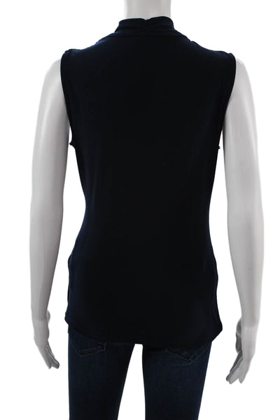 DKNY Women Sleeveless V Neck Dark Blue Blouse Size S