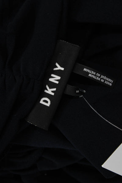 DKNY Women Sleeveless V Neck Dark Blue Blouse Size S