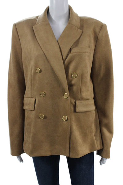 Generation Love Womens Tan Collared Button Blazer Long Sleeve Size L