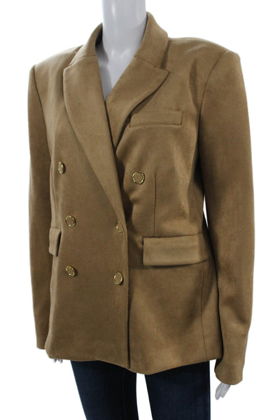 Generation Love Womens Tan Collared Button Blazer Long Sleeve Size L