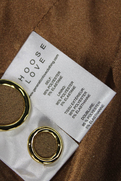Generation Love Womens Tan Collared Button Blazer Long Sleeve Size L