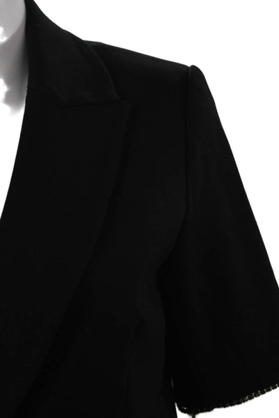 Drew Women Classic Collared Black Short Sleeve Blazer Button Size S