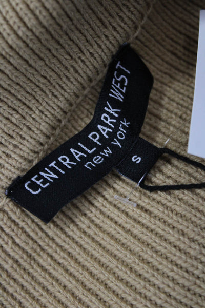 Central Park West Unisex Cardigan Collared Long Sleeve Beige Size S
