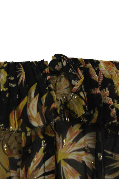 Ulla Johnson Womens Sleeveless Floral Cotton Blouse Round Neck Black Size 4