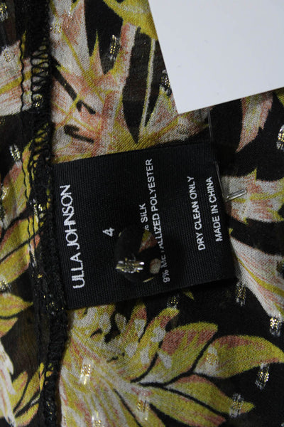 Ulla Johnson Womens Sleeveless Floral Cotton Blouse Round Neck Black Size 4