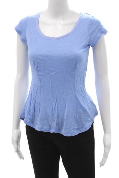 Splendid Womens Basic Blue T-Shirt Short Sleeve Round Neck Size XS