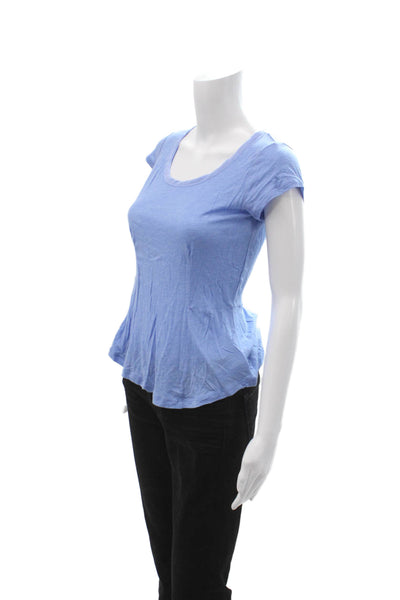 Splendid Womens Basic Blue T-Shirt Short Sleeve Round Neck Size XS