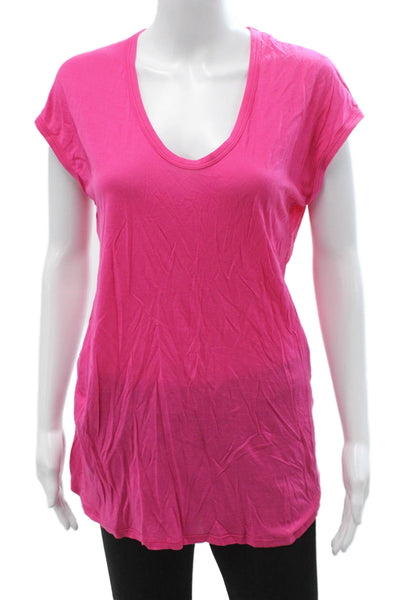 Trina Turk Women Basic V-Neck Tunic Pink Short Sleeve Lyocell Size PP