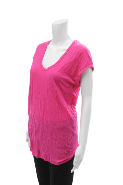 Trina Turk Women Basic V-Neck Tunic Pink Short Sleeve Lyocell Size PP