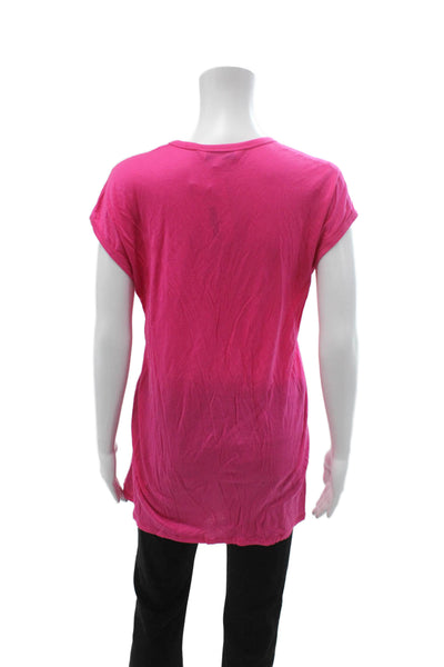 Trina Turk Women Basic V-Neck Tunic Pink Short Sleeve Lyocell Size PP