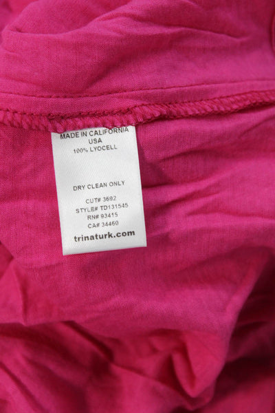Trina Turk Women Basic V-Neck Tunic Pink Short Sleeve Lyocell Size PP