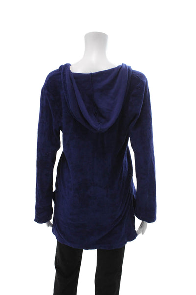 Splendid Women Tunic Hoodie Dark Blue V Neck Long Sleeve Micro Modal Size XS
