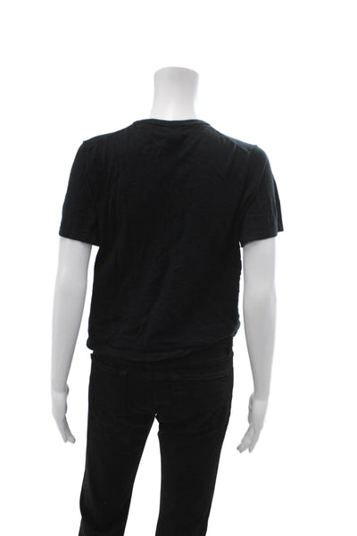 360 Sweater Women Black Cotton Crew Neck Basic T-Shirt Short Sleeve Size XS