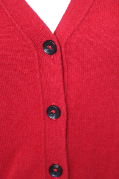 360 Cashmere Unisex Red 100% Cashmere V Neck Button Cardigan Size S