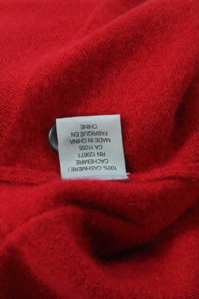 360 Cashmere Unisex Red 100% Cashmere V Neck Button Cardigan Size S