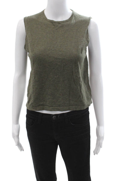 360 Sweater Womens Cropped Cotton Crew Neck Tank Green Size S